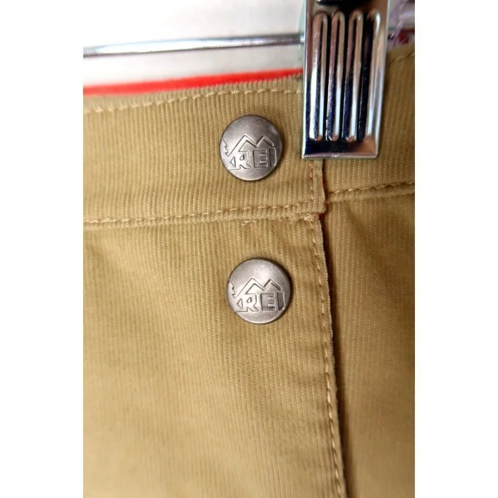 REI Corduroy Mini Skirt Wrap Khaki Lined Snap Button Stretch Girl's XL 18 W 32